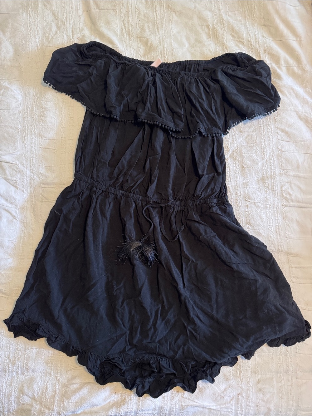 Victoria's Secret Black Off-Shoulder Swim Coverup Romper